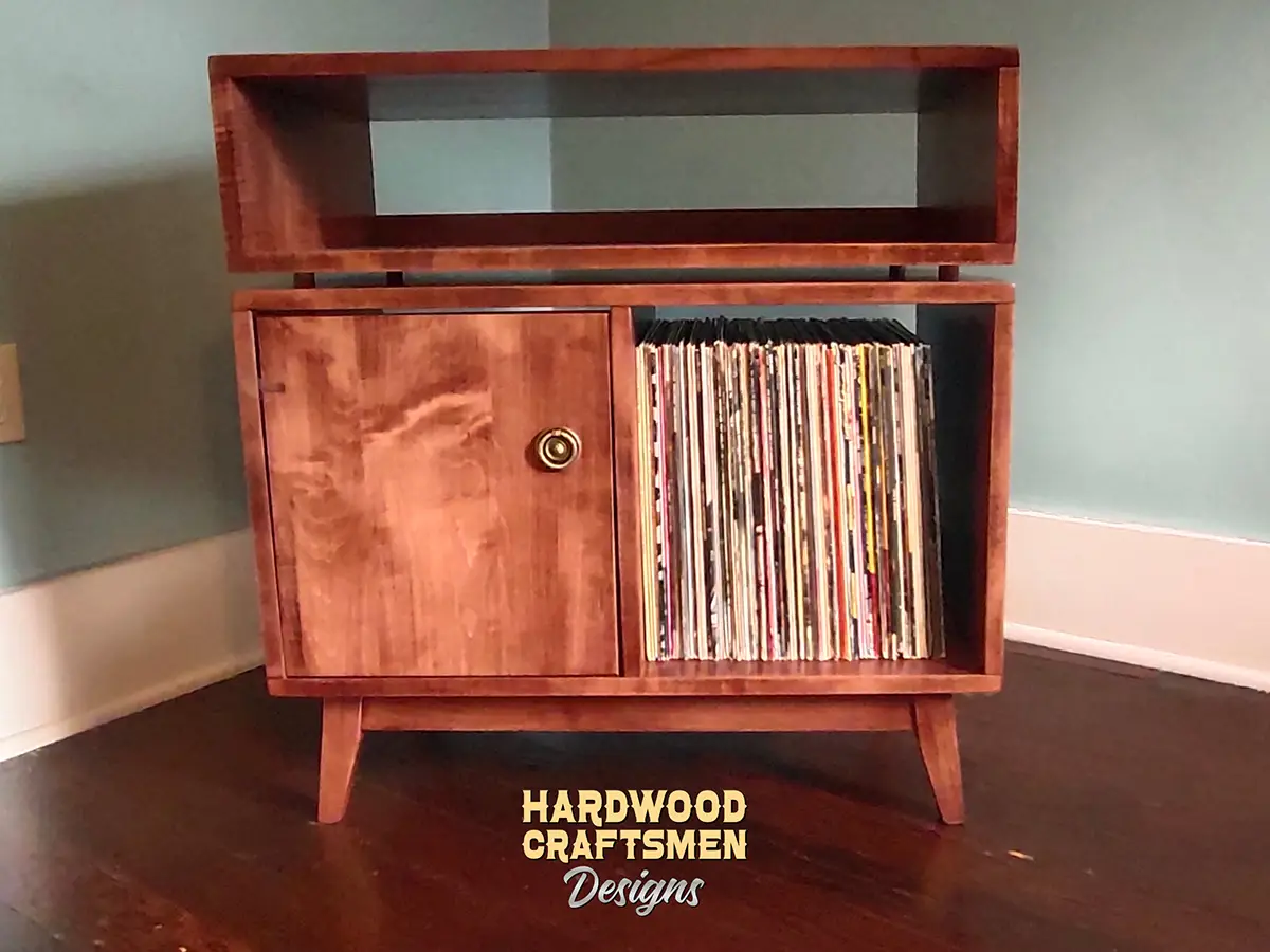 Record Cabinet Walnut Wood, Vinyl Storage with Equipment Shelf, Record Player Stand with Drawers Holds Up To 270 Albums - Image 9