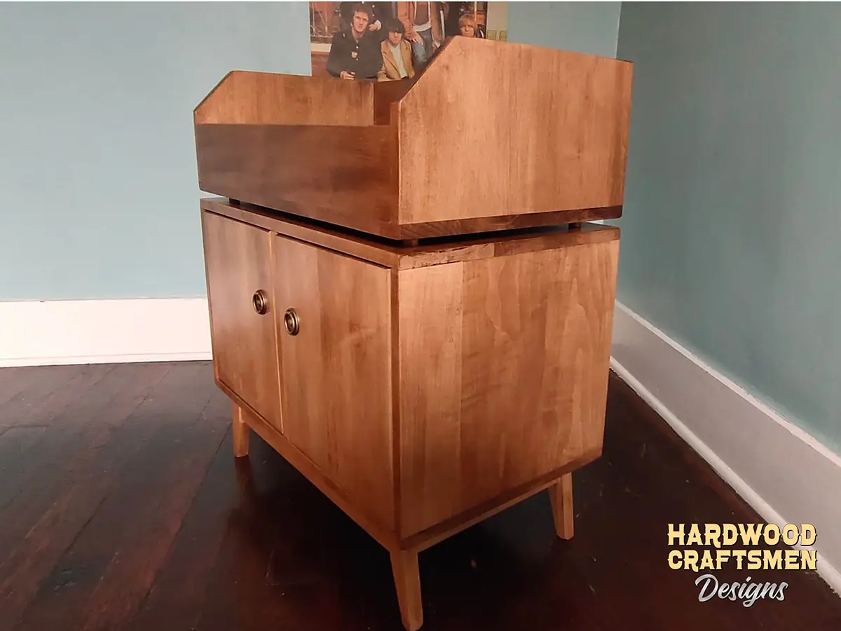 Record Cabinet Tall Narrow, Solid Wood Vinyl Storage, Record Player Stand with Equipment Shelf Holds Up to 540 Albums - Image 8