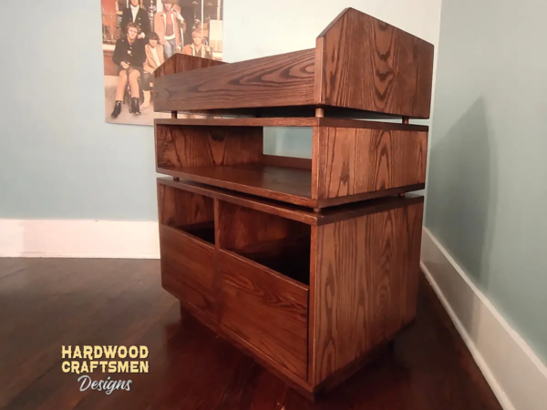 2 Drawer Record Storage Media Cabinet with 2 Vinyl LP Flip Bins - Hardwood Image