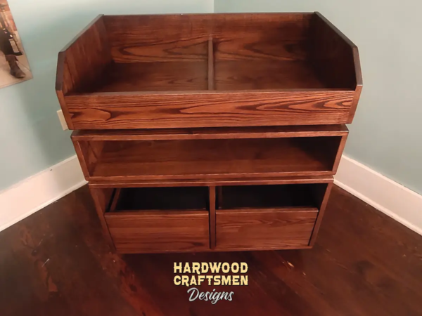 2 Drawer Record Storage Media Cabinet with 2 Vinyl LP Flip Bins - Top Image