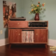 3 Box Record Player Stand with Media Cabinet Top, Turntable Stand, 1 drawer and 2 Doors - Feature Image