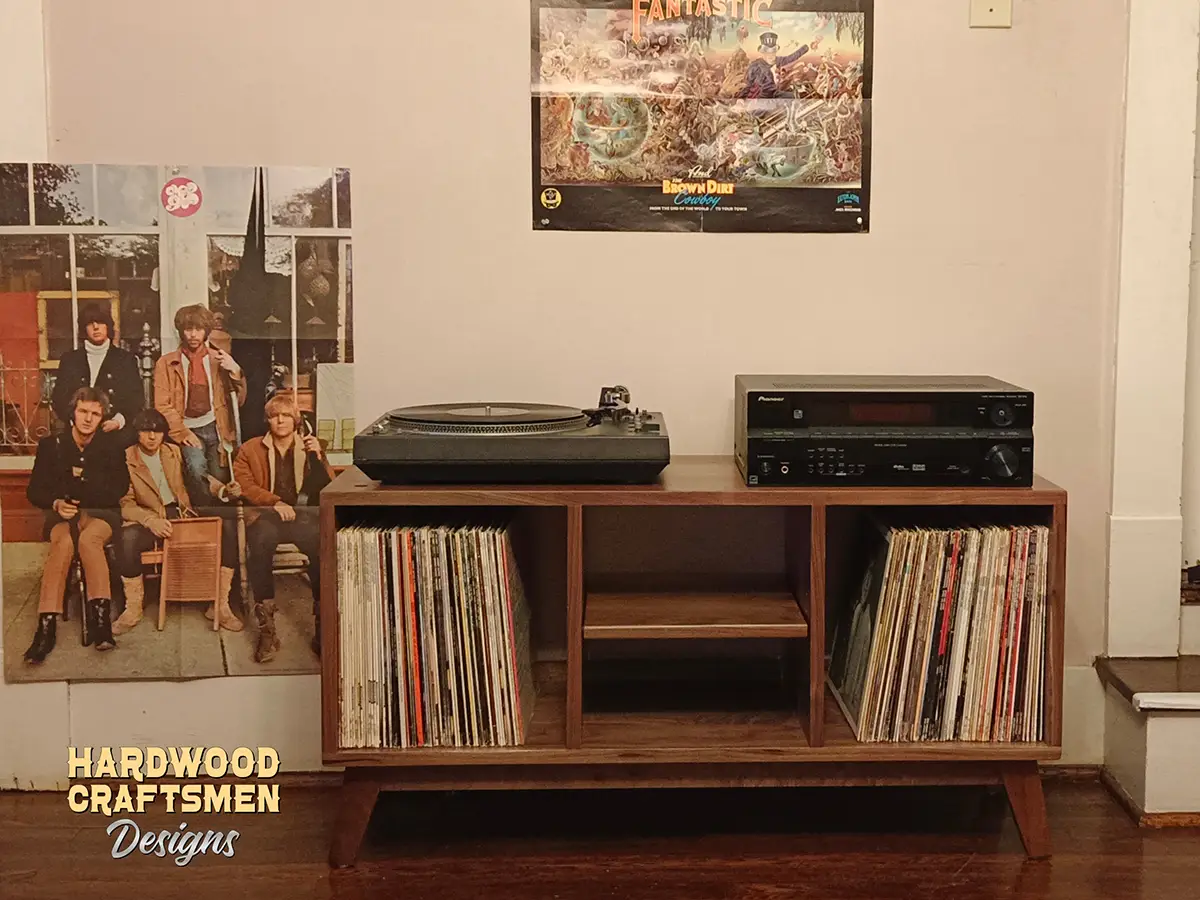 1970s Vinyl Cabinet, Record Stand Mid-Century Modern, Vinyl Rack w/ Sliding Doors - Image 10