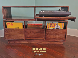 dovetail 3 x 2 record player console, vinyl record storage, pull out drawer shelves dovetail-3-x-2-record-player-console-vinyl-record-storage-pull-out-drawer-shelves
