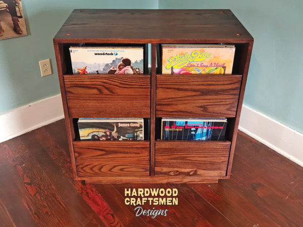 4 Drawer Record Player Stand with Dovetail Drawers and Turntable Shelf - Overview Image