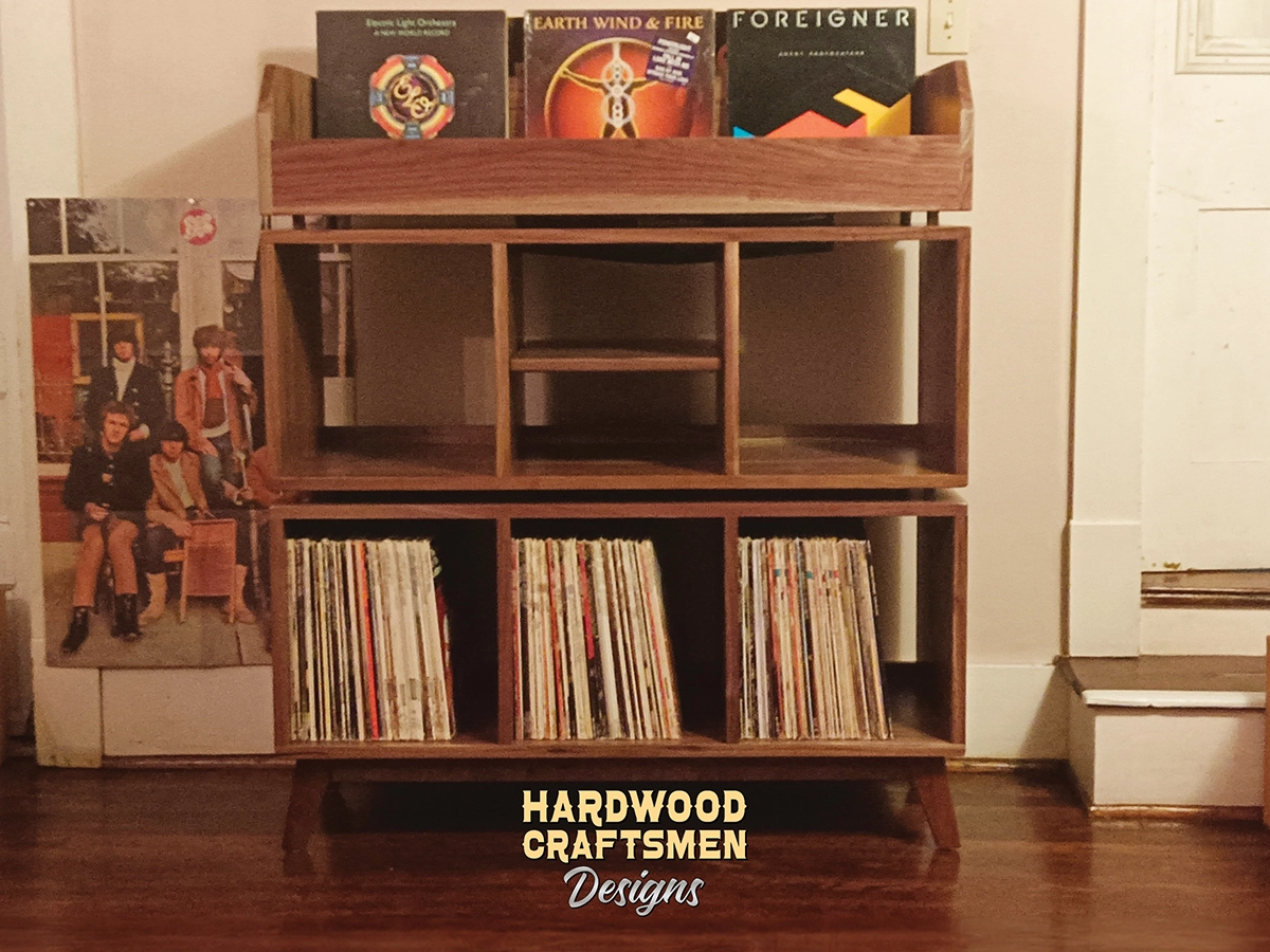 Large Record Cabinet with Doors, Solid Walnut Vinyl Storage, 9 “LP Flip-Bin” Record Stand Holds Up To 810 Albums - Image 6