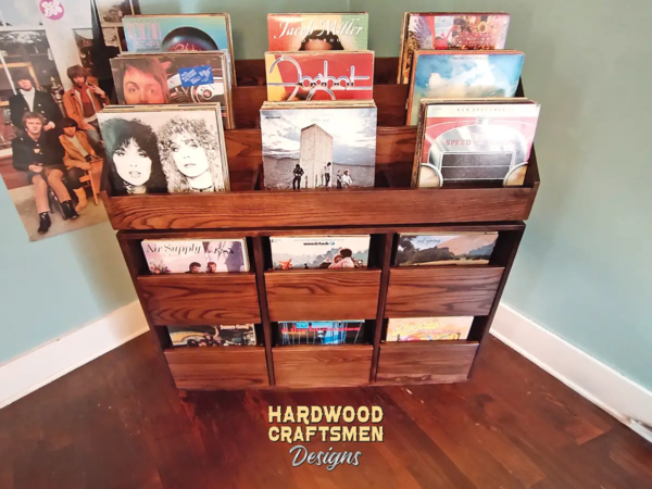 6 Drawer Record Storage Cabinet with 9 Vinyl LP Flip Bins, Dovetail Drawers - Overview Image
