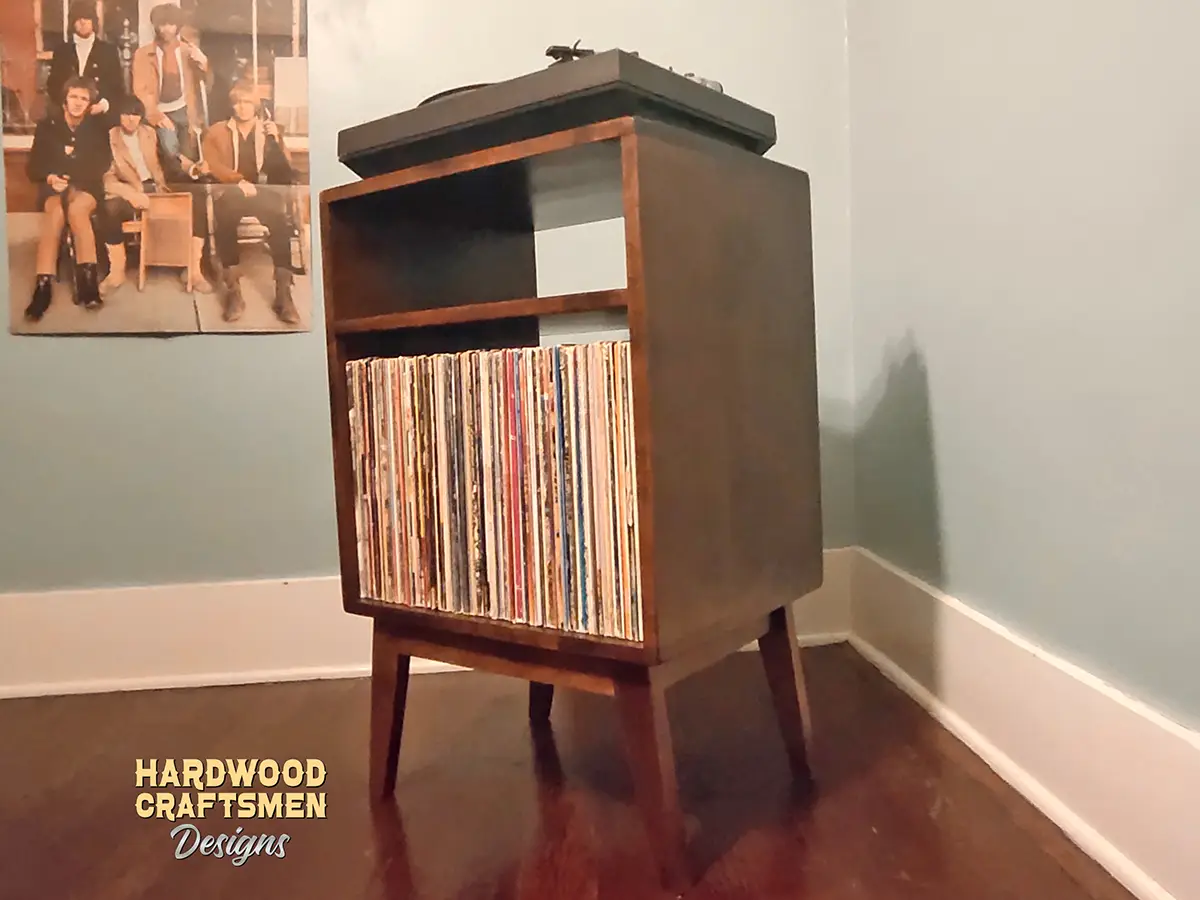 Solid Cherry Record Cabinet, Vinyl Storage with Drawers, Small Record Player Stand Holds Up To 90 Albums - Image 5