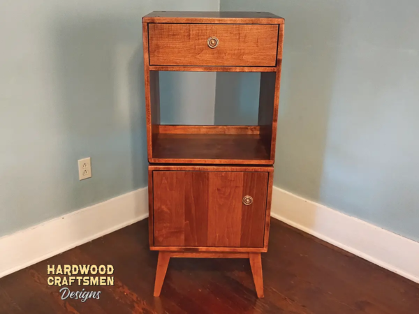 2 Box 1x2 Vinyl Record Player Stand, Media Cabinet 1 Drawer 1 Door - Hardwood Image