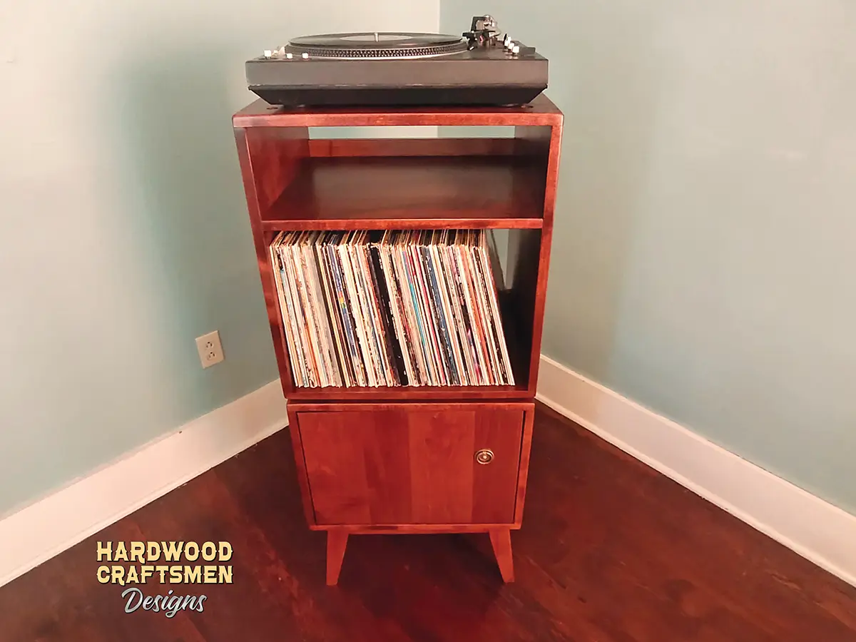 Tall Narrow Record Player Stand, Vinyl Storage with Drawers, Record Cabinet with Doors Holds Up To 180 Albums - Image 4