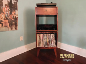 cherry-record-player-stand-record-cabinet-with-drawers-tall-narrow-vinyl-storage