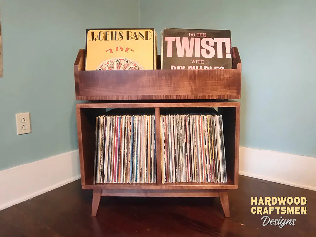 Solid Walnut Vinyl Storage Cabinet, 3 "LP Flip-Bin” Record Stand, Large Vinyl Storage Holds Up To 540 Albums with Wooden Legs - Image 9