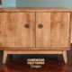 Custom made media storage cabinet with 2 doors in solid maple wood with a 2 x 1 layout. Perfect as a record player stand.