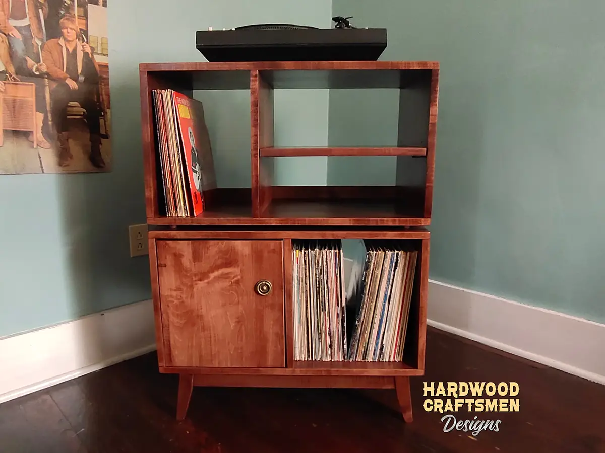 Large Walnut Record Player Stand, Vinyl Storage with Doors, Hand-Built Hardwood Record Cabinet Holds up to 540+ Albums - Image 16