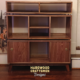 Solid walnut stereo cabinet with vinyl record storage with 6 bins, 2 doors and 2 media bays.