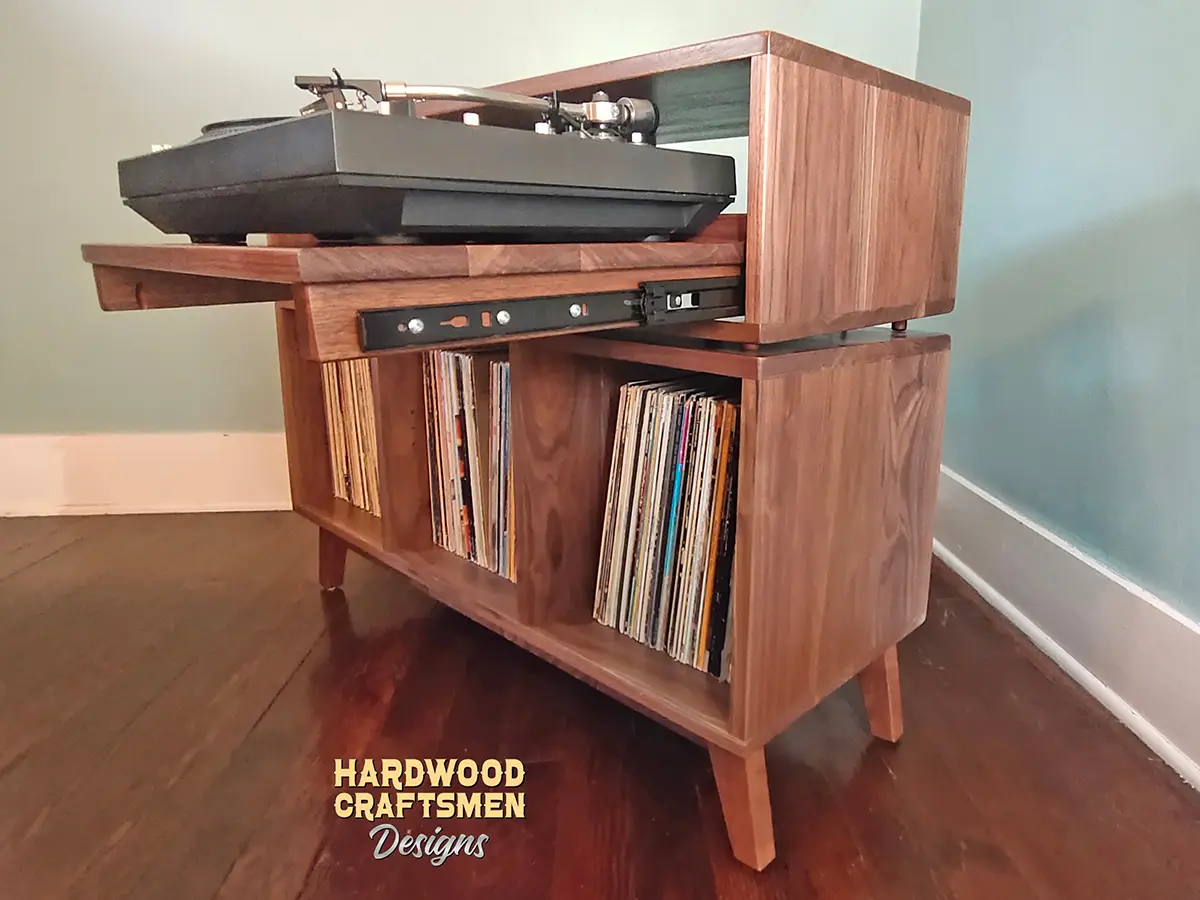 Walnut Record & Turntable Stand, Vinyl Furniture Amish-Built