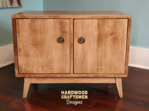 record player stand with doors, solid wood vinyl storage, hand-built record stand