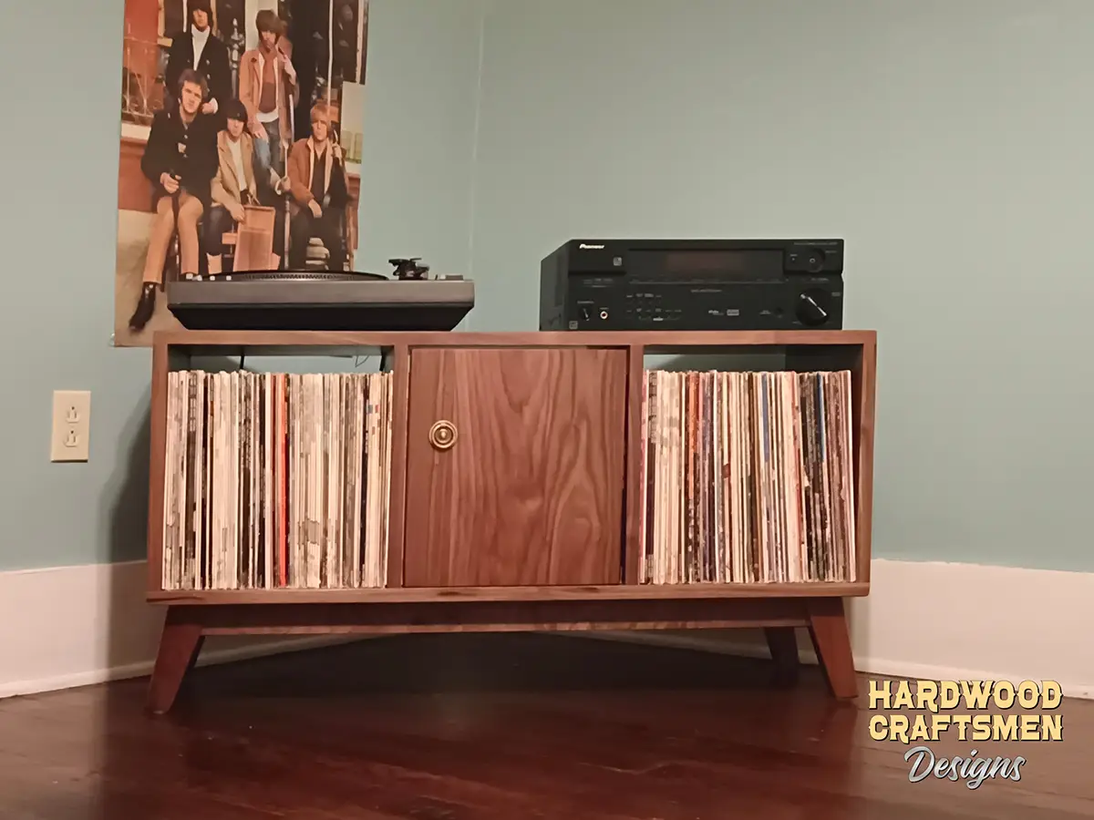 Solid Maple Record Cabinet, Large Record Player Stand, Vinyl Record Storage with Equipment Shelf Holds Up To 360 Albums - Image 8