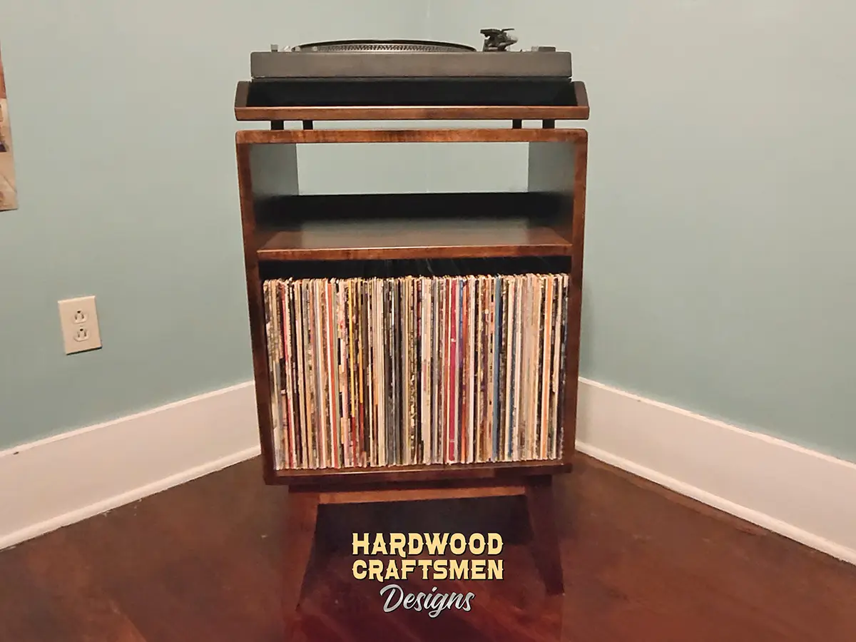 Solid Cherry Record Cabinet, Vinyl Storage with Drawers, Small Record Player Stand Holds Up To 90 Albums - Image 4