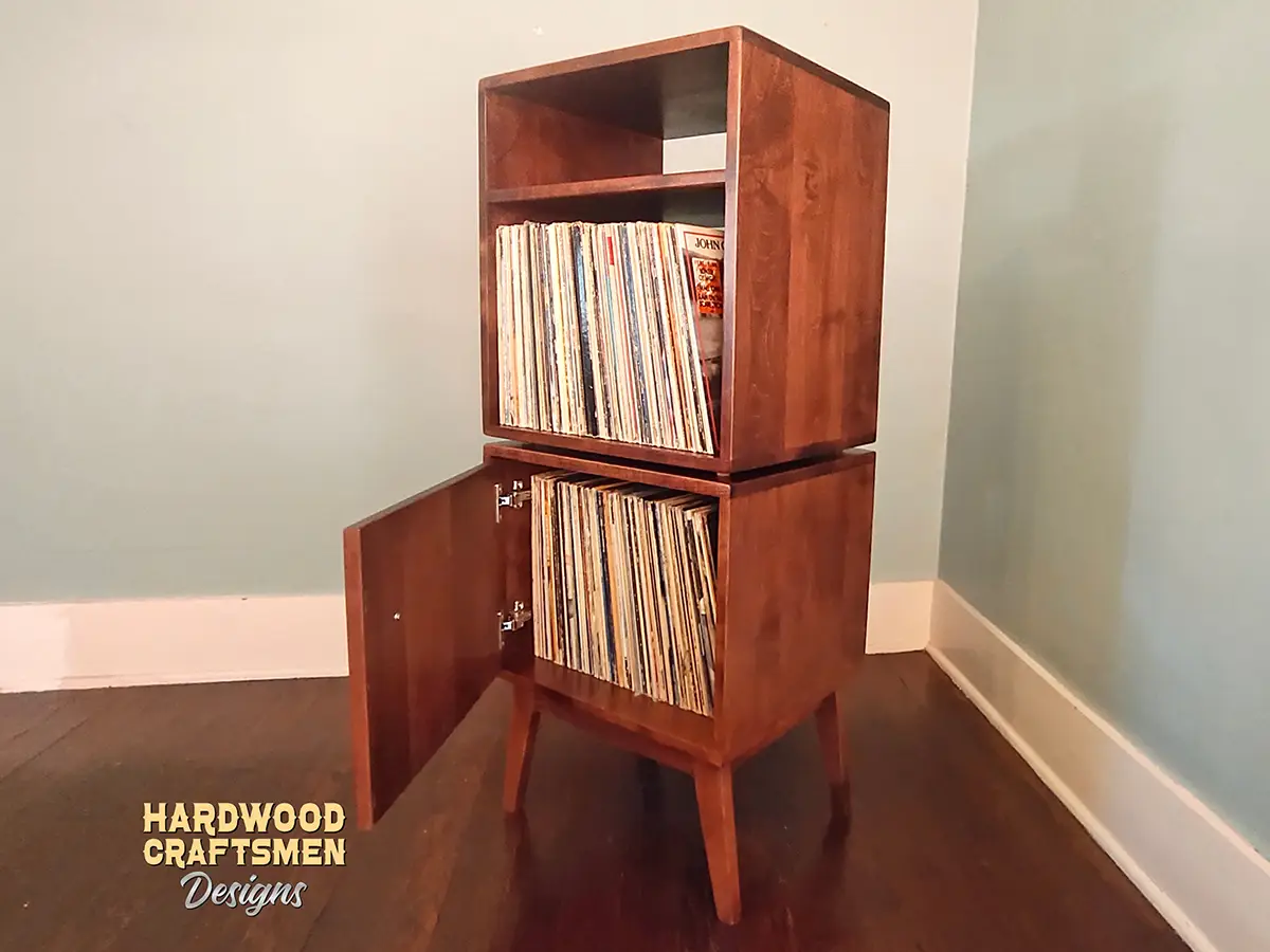Mid Century Vinyl Storage Cabinet, Tall Record Player Stand with Drawers, Record Player Table with Doors Holds Up to 360 Albums Built with Solid Wood - Image 13