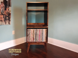 record cabinet with equipment shelf, tall narrow vinyl storage, cherry wood record player stand record-cabinet-with-equipment-shelf-tall-narrow-vinyl-storage-cherry-wood-record-player-stand