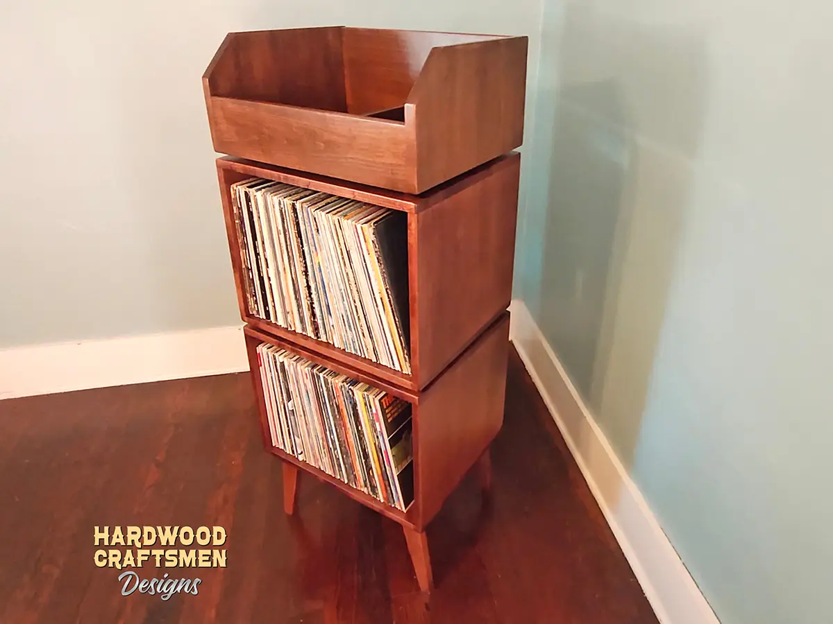 Solid Cherry Record Flip Bin Stand 2 Bins Vertical Vinyl Storage | 3-Tier LP Flip Bins Cabinet with Doors 28-to-56-inch - Image 16