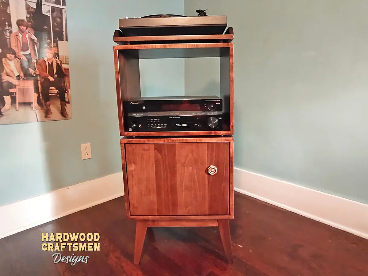 Hand-Built Record Cabinet, Record Player Stand Custom Turntable Shelf, Solid Cherry Vinyl Record Storage Holds About 180 Albums Built with Solid Wood - Image 4