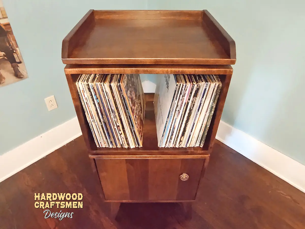 Record Player Stand Cherry Wood, Vinyl Storage Tall Narrow, Record Cabinet with Equipment Shelf Holds up to 180 Albums - Image 4