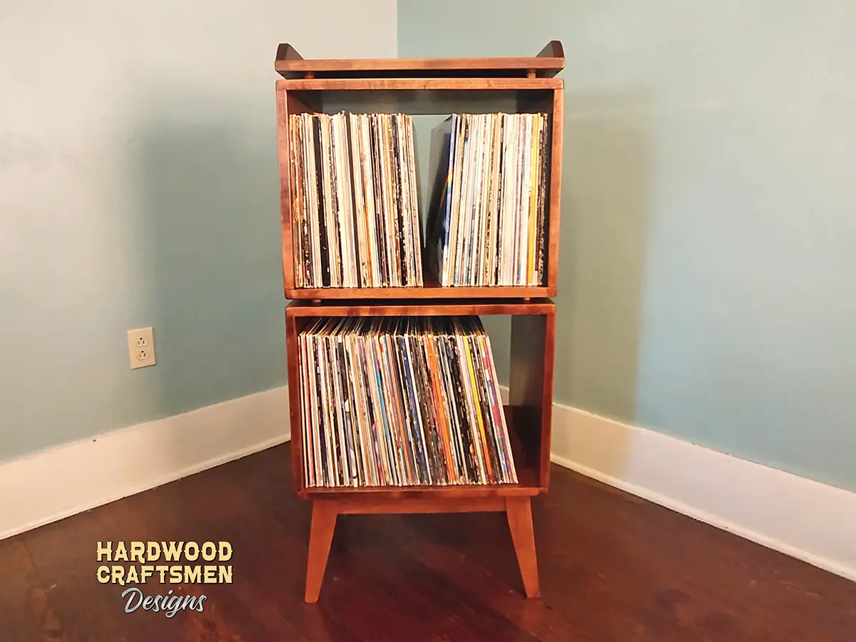Hand-Built Record Cabinet, Record Player Stand Custom Turntable Shelf, Solid Cherry Vinyl Record Storage Holds About 180 Albums Built with Solid Wood