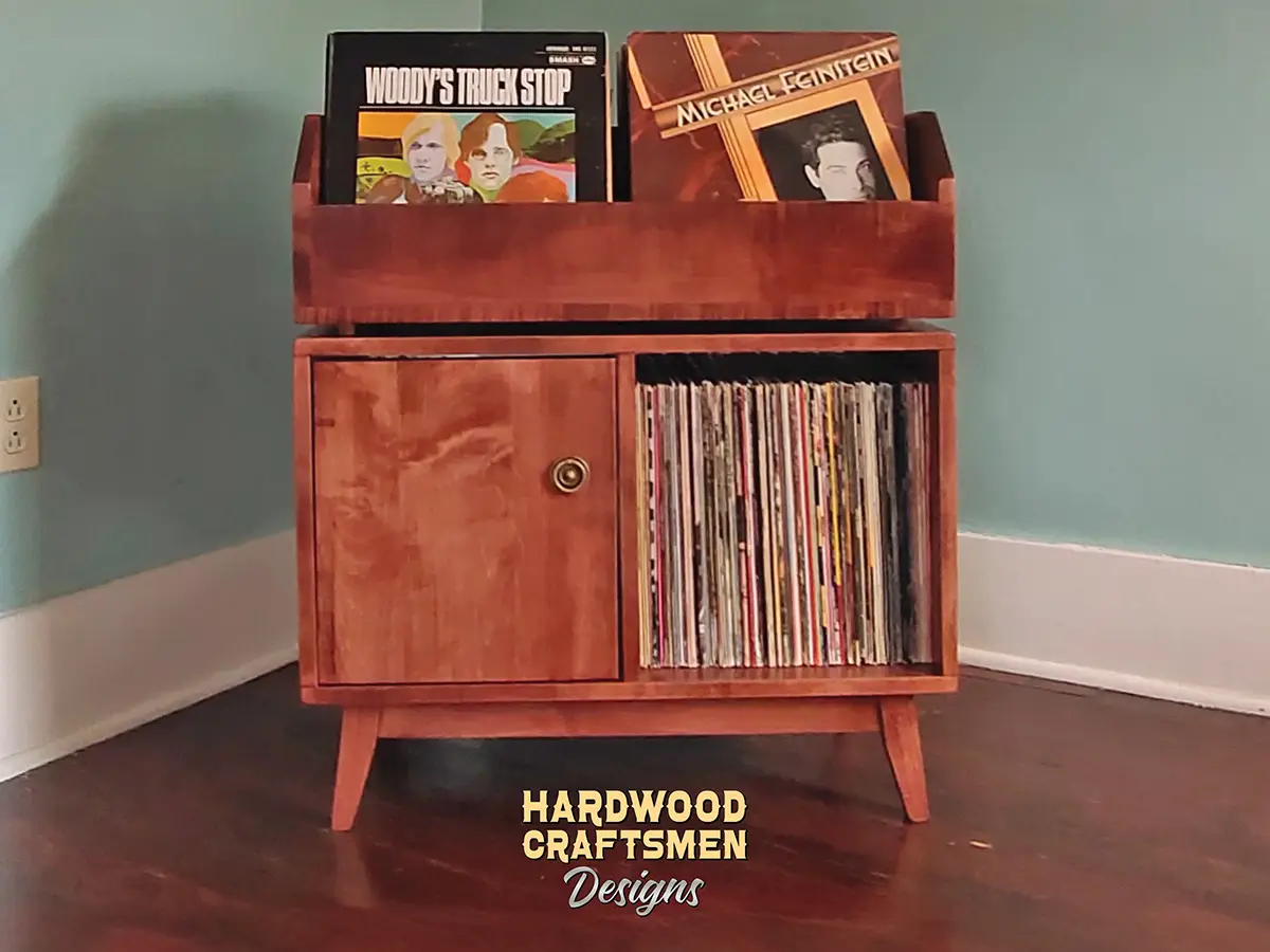 Tall Narrow Record Storage Cabinet, Large Vinyl Record Storage Furniture, Vinyl Record Stand with Flip Top Bins Holds 540 +- Albums Built with Solid Cherry Wood - Image 11