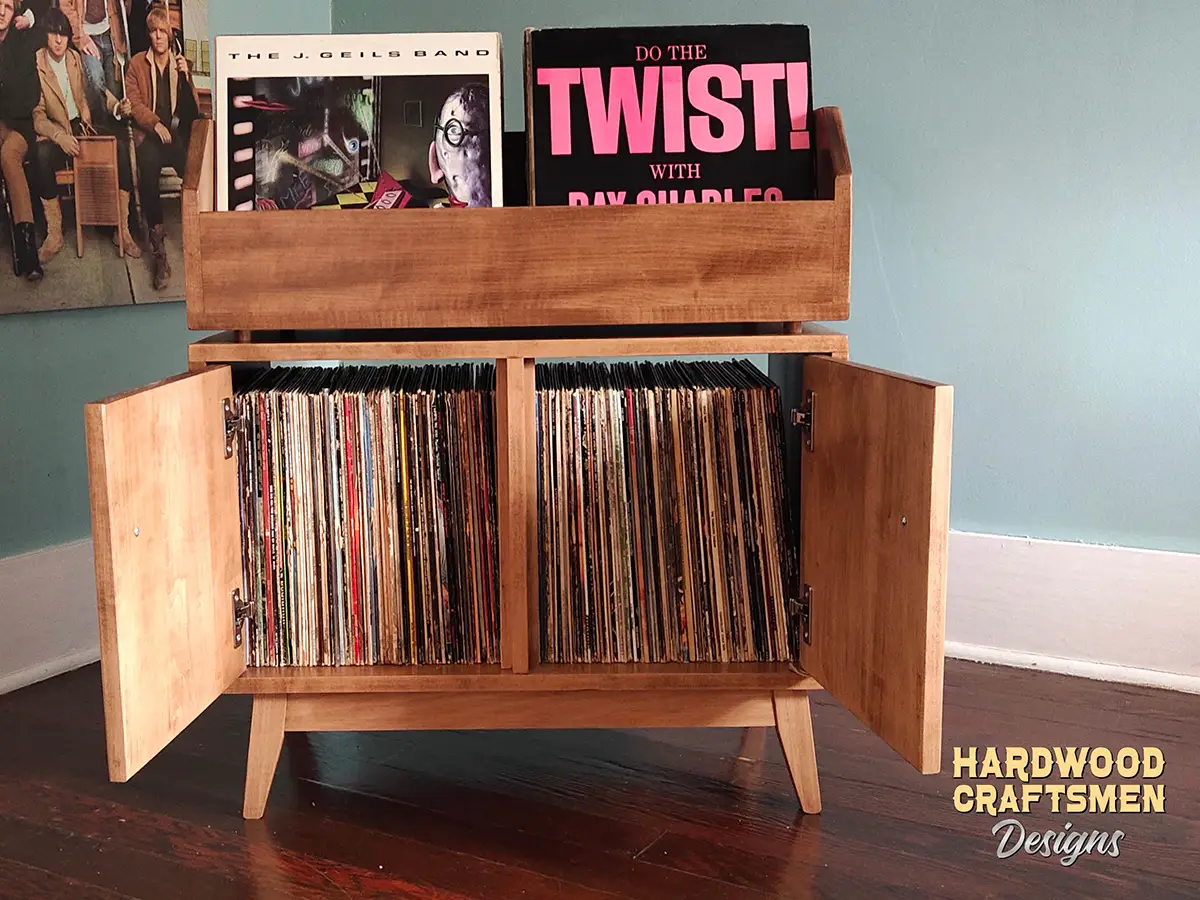 Tall Large Vinyl Storage Cabinet, 9 "LP Flip-Bin” Record Stand, "WALNUT" Vinyl Record Storage Cabinet Holds Up To 540 Albums - Image 11