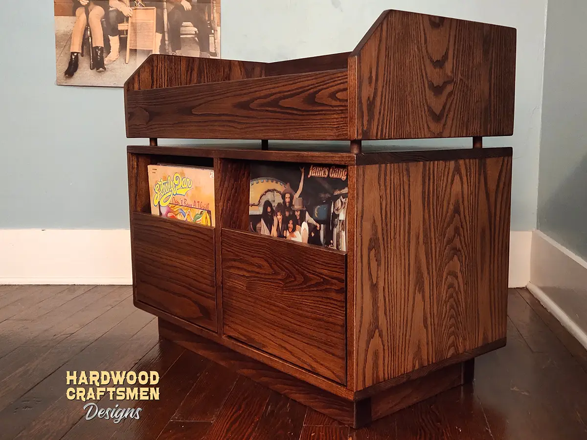 Dovetail 3 x 2.5 Record Cabinet, 3 Drawer, Vinyl Record Storage with Pull Out Player Shelf - Image 8