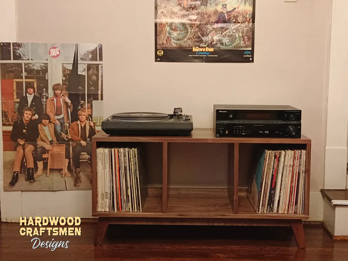 Walnut Record Player Stand, Vinyl Storage with Doors, Solid Wood Record Cabinet Holds up to 270 Albums - Image 3