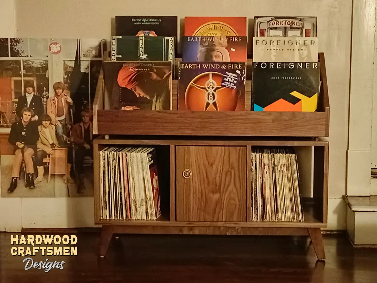 Tall Large Vinyl Storage Cabinet, 9 "LP Flip-Bin” Record Stand, "WALNUT" Vinyl Record Storage Cabinet Holds Up To 540 Albums - Image 4