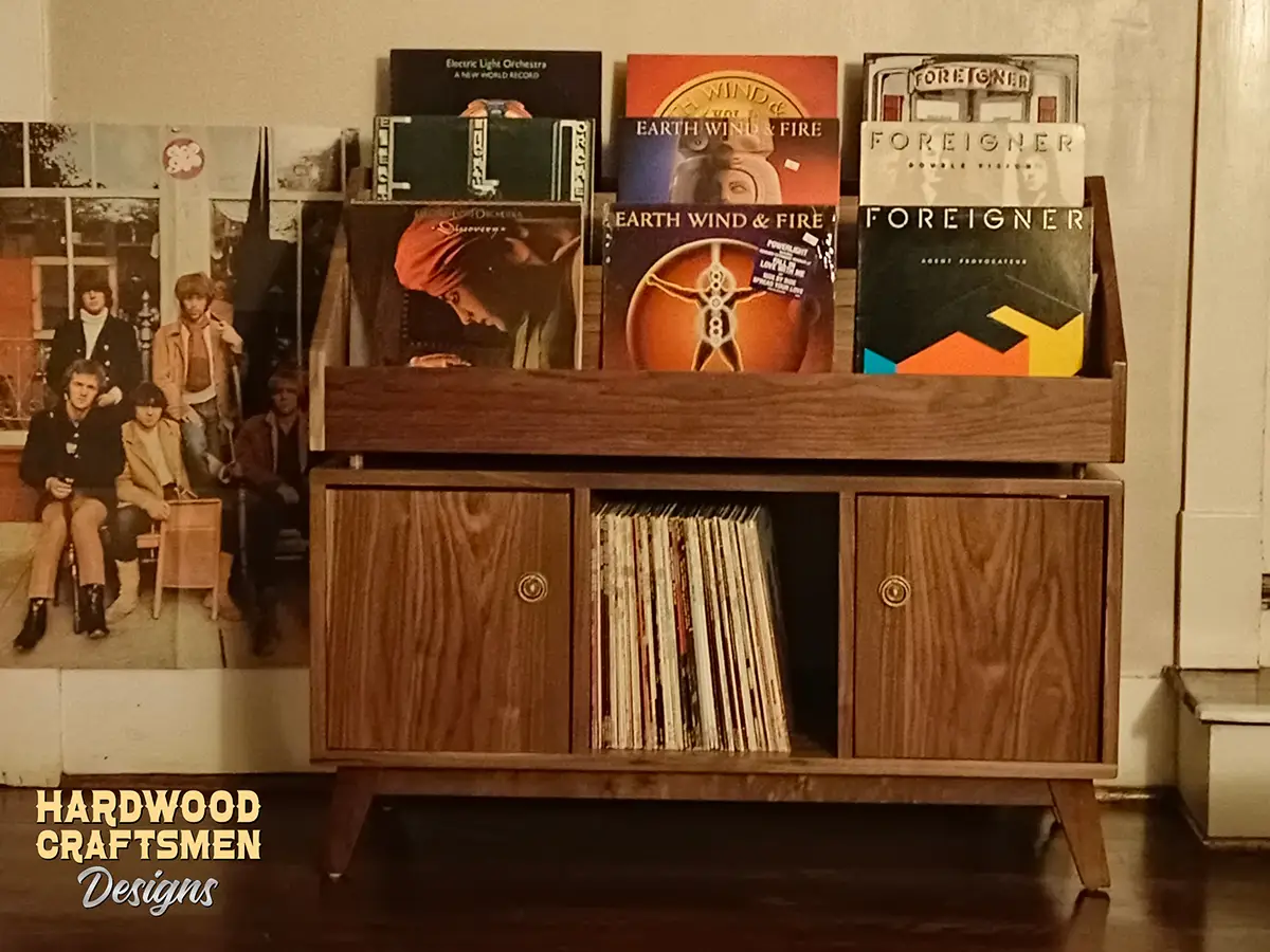Tall Large Vinyl Storage Cabinet, 9 "LP Flip-Bin” Record Stand, "WALNUT" Vinyl Record Storage Cabinet Holds Up To 540 Albums - Image 3