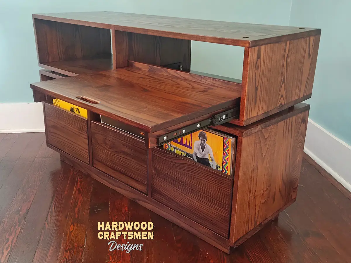 Media Cabinet with Storage, Media Console with Doors, Solid Walnut Vinyl Record Storage Cabinet Holds Up To 270 Albums - Image 19