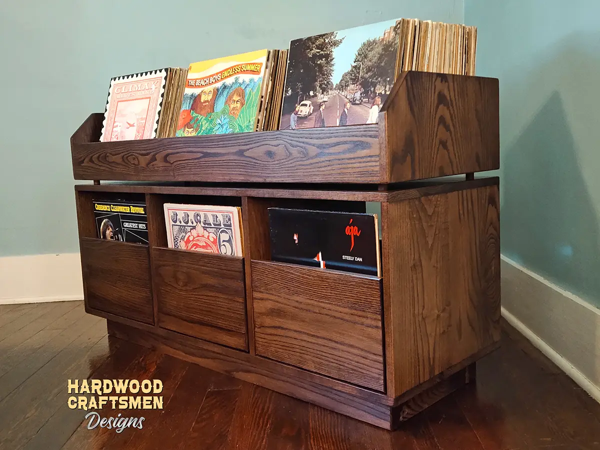 Dovetail 3 x 3 Record Storage Cabinet, 3 Drawer, Vinyl Stand with 9 Flip Top Bins - Image 7
