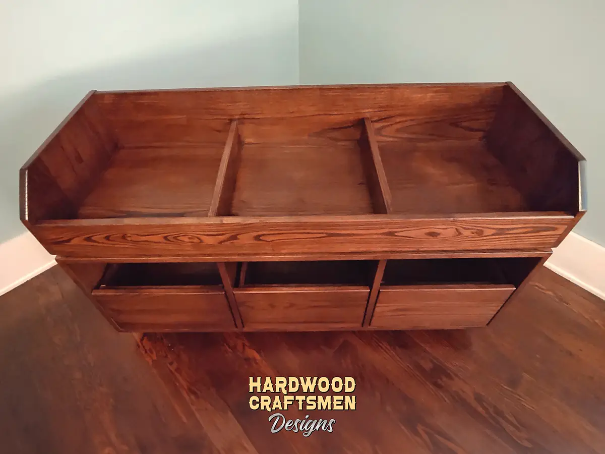 Dovetail 3 x 3 Record Storage Cabinet, 3 Drawer, Vinyl Stand with 9 Flip Top Bins - Image 8