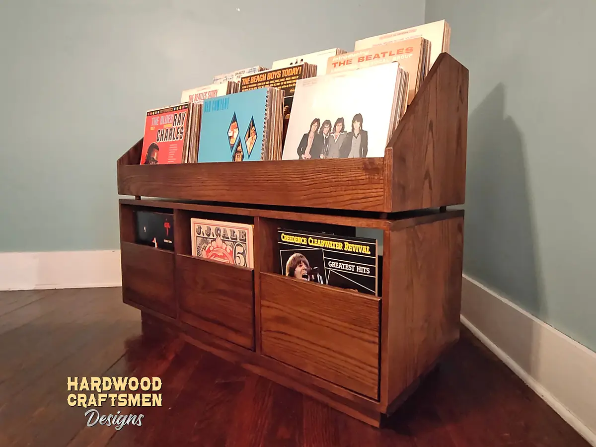 Dovetail 3 x 3 Record Storage Cabinet, 3 Drawer, Vinyl Stand with 9 Flip Top Bins - Image 12