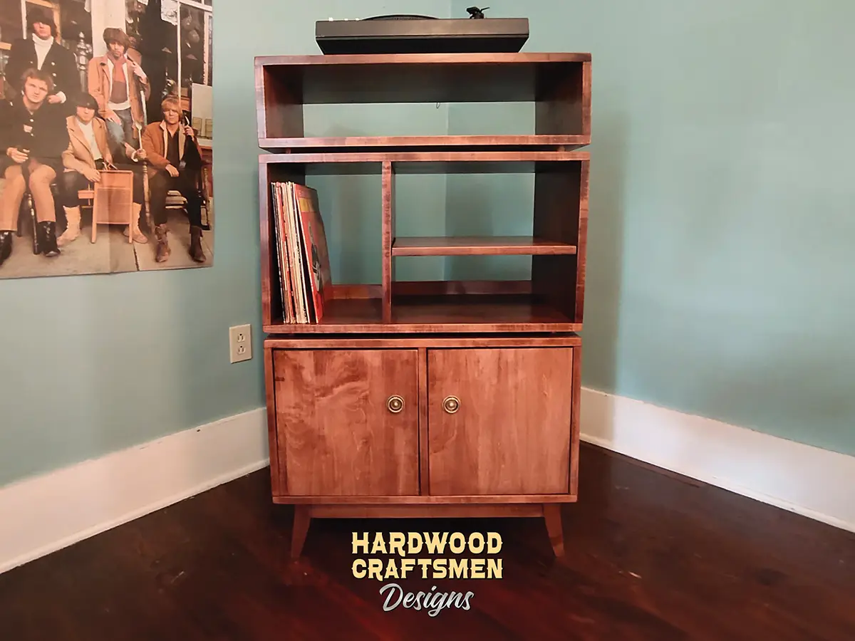 Record Player Stand Maple Wood, Tall Large Vinyl Storage, Record Cabinet with Equipment Shelf Holds Up To 350 Albums - Image 4