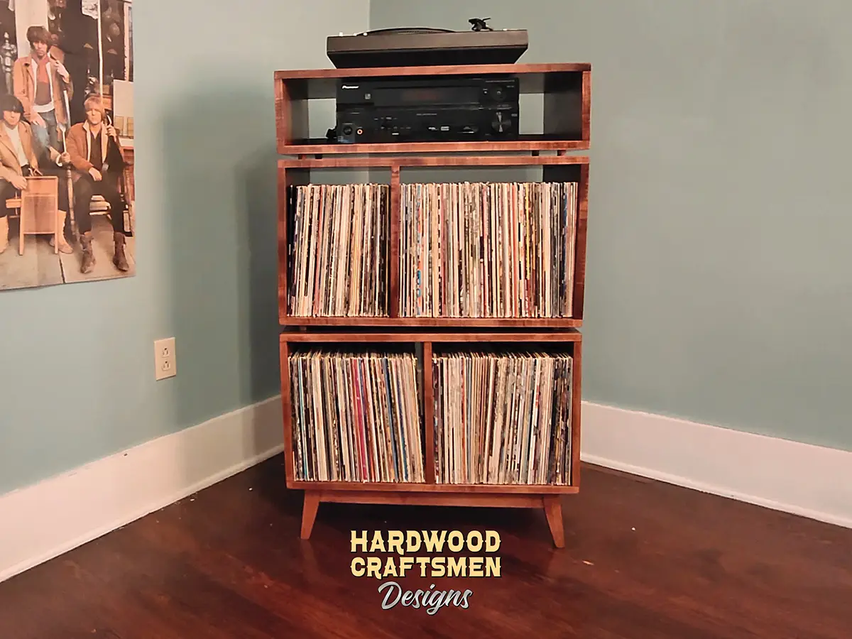 Large "WALNUT" Record Player Stand, Stereo Cabinet with Doors, Tall Vinyl Record Storage Cabinet Holds Up To 810 Albums - Image 7