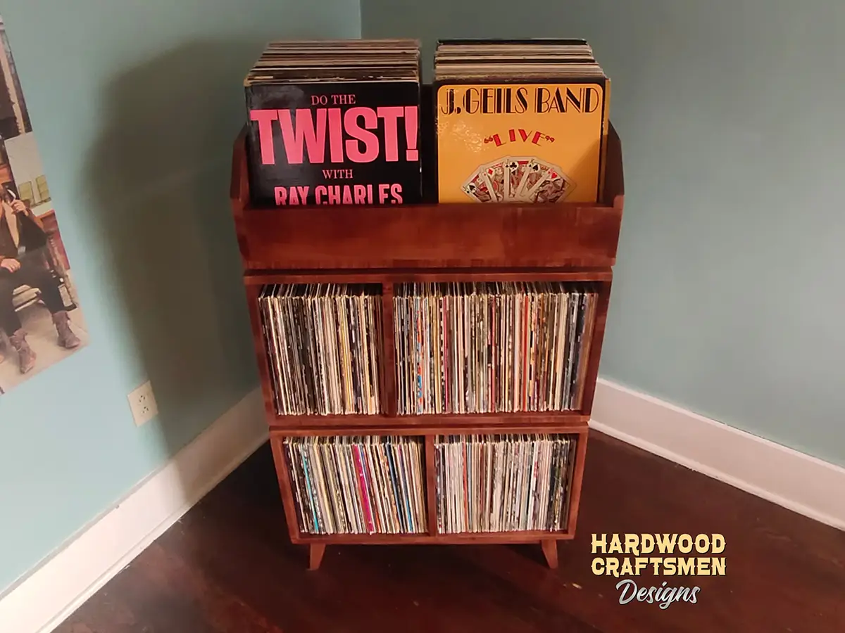 Record Cabinet Tall Narrow, Solid Wood Vinyl Storage, Record Player Stand with Equipment Shelf Holds Up to 540 Albums - Image 2