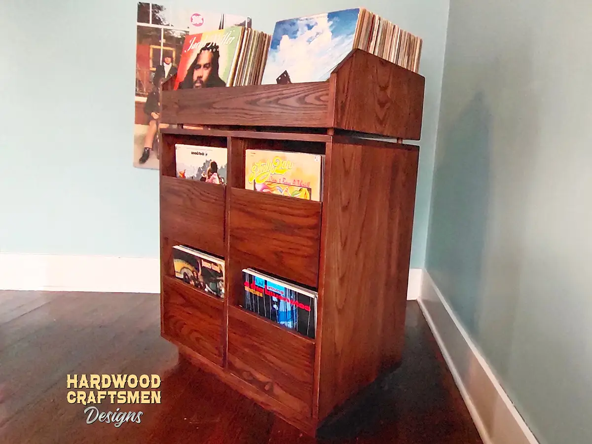 Dovetail 3 x 2.5 Record Cabinet, 3 Drawer, Vinyl Record Storage with Pull Out Player Shelf - Image 13