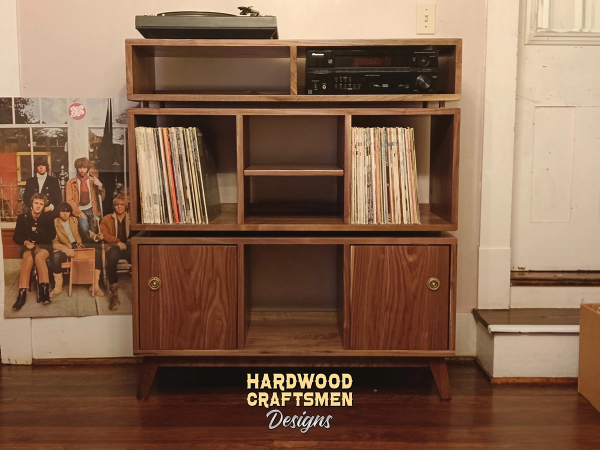 3 x 2 Vinyl Record Storage with Turntable Pull Out Shelf - Image 17