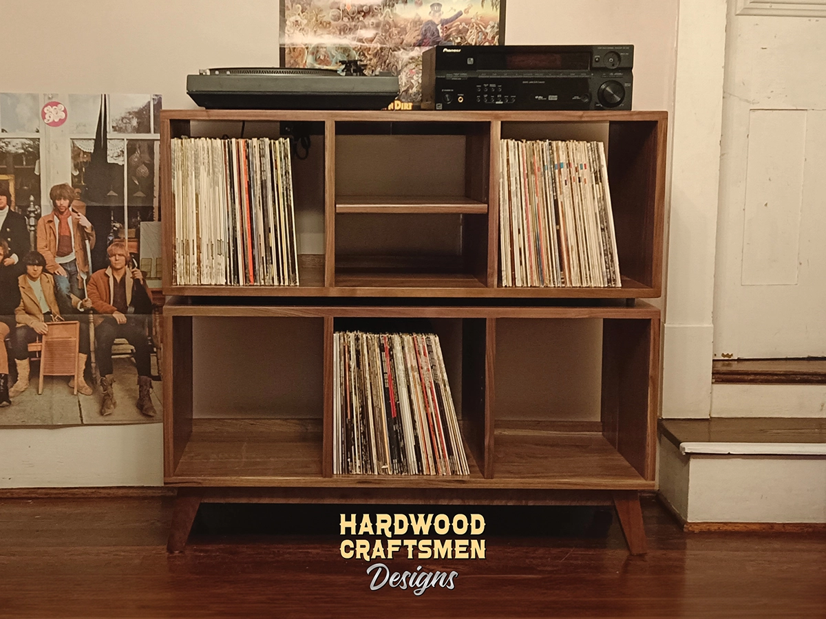 Large "WALNUT" Record Player Stand, Stereo Cabinet with Doors, Tall Vinyl Record Storage Cabinet Holds Up To 810 Albums - Image 13