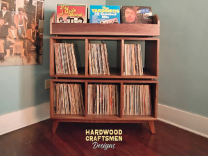 "WALNUT"-record-storage-cabinet-3-"LP-flip-bin”-vinyl-stand-solid-walnut-vinyl-record-storage-cabinet