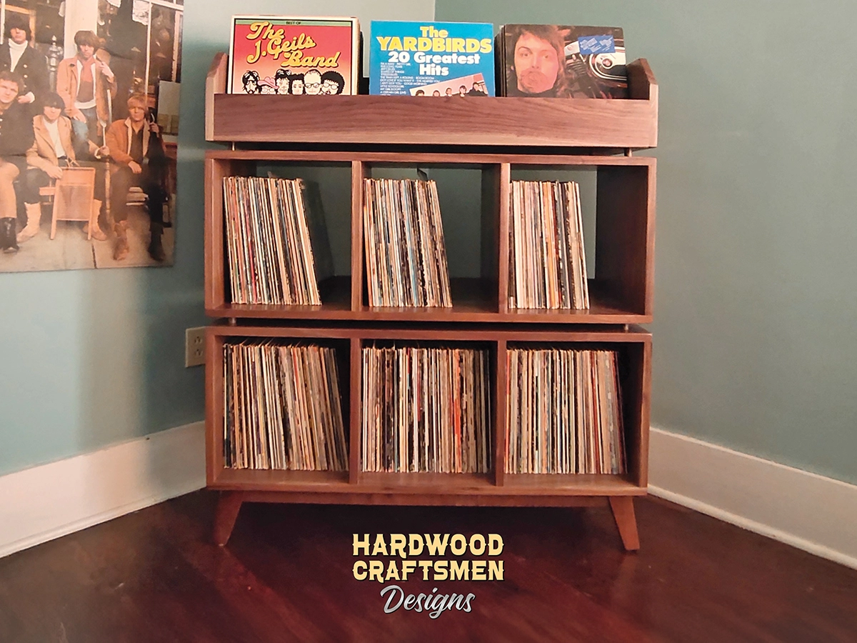 "WALNUT" Vinyl Record Cabinet with Doors, Large Record Stand, Tall Walnut Vinyl Record Storage Cabinet Holds Up To 810 Albums - Image 6