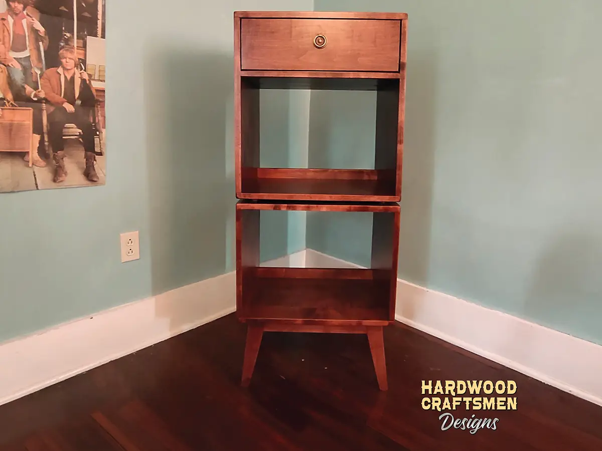 Vertical Record Cabinet with Drawers, Cherry Record Player Stand, Solid Wood Vinyl Storage Holds Up To 180 Albums