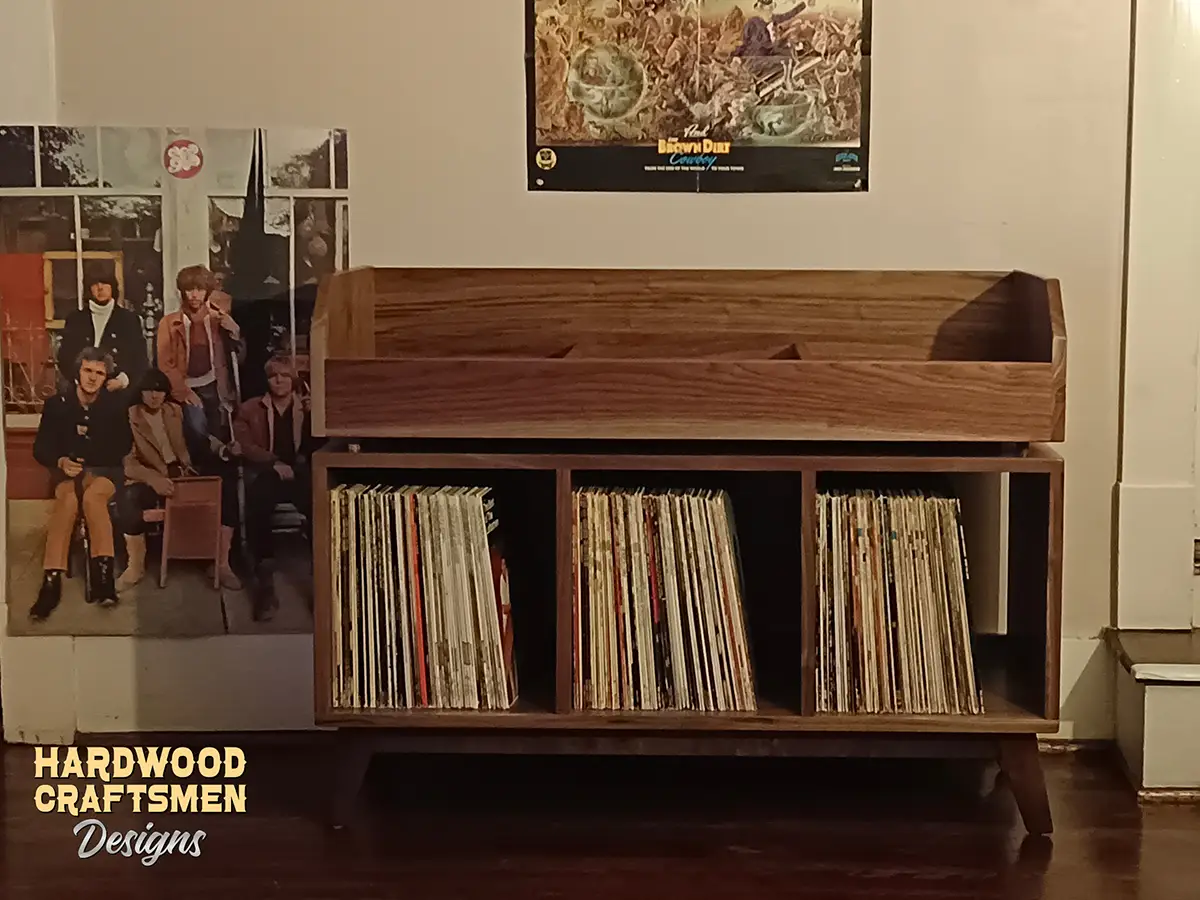 Tall Large Vinyl Storage Cabinet, 9 "LP Flip-Bin” Record Stand, "WALNUT" Vinyl Record Storage Cabinet Holds Up To 540 Albums - Image 7