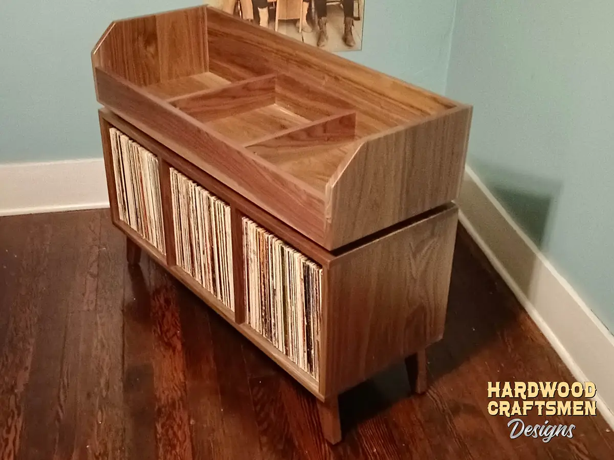 Tall Large Vinyl Storage Cabinet, 9 "LP Flip-Bin” Record Stand, "WALNUT" Vinyl Record Storage Cabinet Holds Up To 540 Albums - Image 6