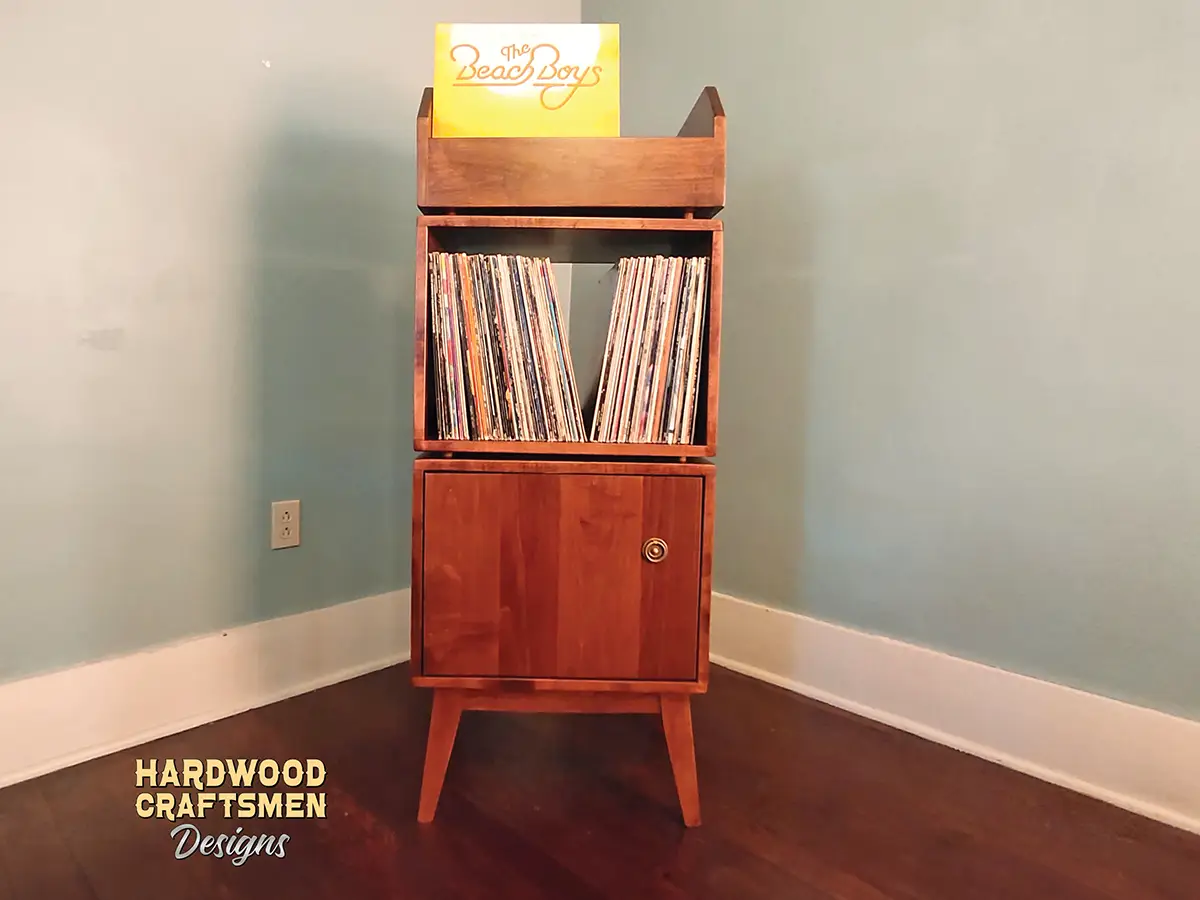 Solid Cherry Record Cabinet, Large Record Player Stand, 6 "LP Flip-Bin” Vinyl Storage Holds Up To 360 Albums - Image 15